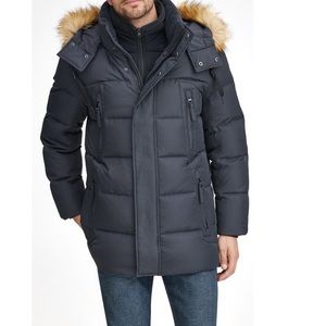 Conway faux fur trimmed hooded jacket andrew marc Clearance